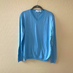 Vintage Calvin Klein Mens V Neck Silk Blend Sweater Ladies M 90s Y2K Pale Blue